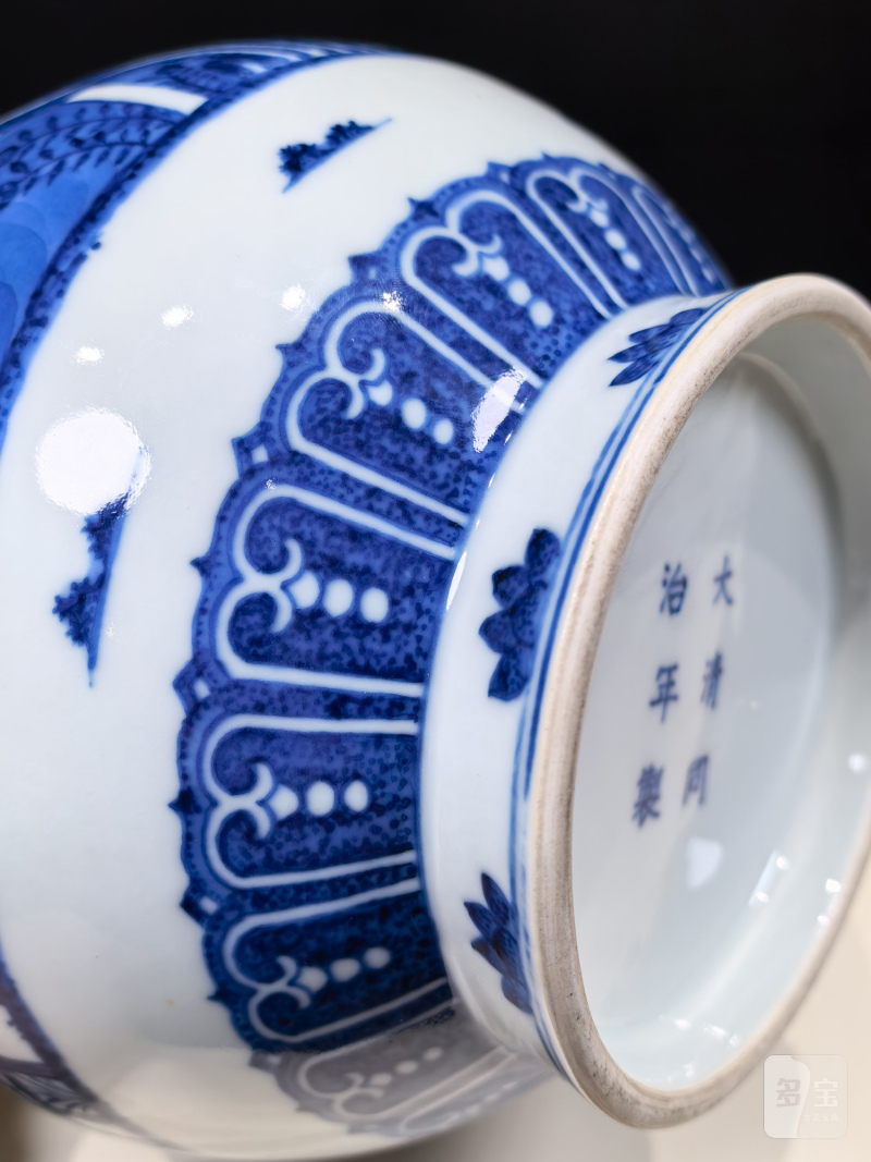 清同治 青花竹石芭蕉图玉壶春瓶 - 图16